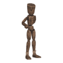 Stands at ease, hands behind back