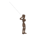 Casts a fishing rod
