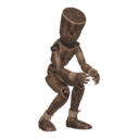 Crouches in cover
