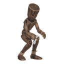Crouches in cover - with a flashlight
