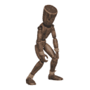 Walks crouched - sideways left