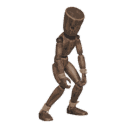 Walks crouched - sideways right