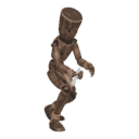 Walks crouched - with a flashlight
