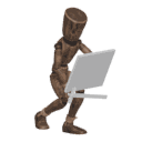 Walks crouched - with a sword and shield