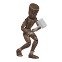 Walks crouched - with a two-handed weapon