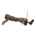 Dies - falls back, with a bow