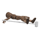 Dies - falls back, with a two-handed weapon