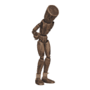 Gets hit - from behind, with hands tied