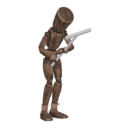 Gets hit - from behind, with a pickaxe
