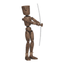 Gets hit - from the front, with a bow