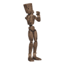Gets hit - from the front, fists up