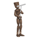 Gets hit - from the front, with a pickaxe