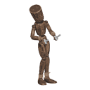 Gets hit - from the left, with two blades