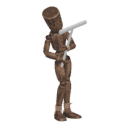 Gets hit - from the left, with a pickaxe