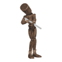 Gets hit - from the left, with a rifle