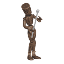 Gets hit - from the left, with a staff