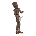 Gets hit - from the left, with a sword