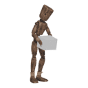 Gets hit - from the right, with a box