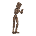 Gets hit - from the right, fists up