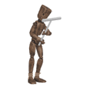 Gets hit - from the right, with a pickaxe