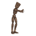 Gets hit - from the right, with a pistol