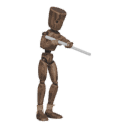 Gets hit - from the right, with a rifle