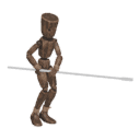 Jumps - rising, with a spear