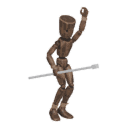 Jumps - rising, with a staff