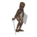 Jumps - takeoff, with a sword and shield