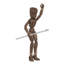 Jumps - takeoff, with a staff