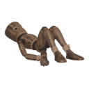 Gets knocked down - with hands tied