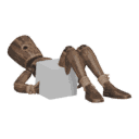 Gets knocked down - with a box