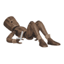 Gets knocked down - with a pistol