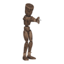Aims a pistol