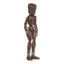 Stands, hands in pockets