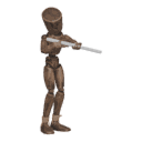 Aims a rifle