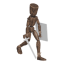 Runs - with a sword and shield