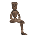 Sits legs crossed