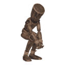 Rests in a squat