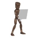 Sidesteps - left, with a sword and shield