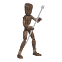 Sidesteps - left, with a staff