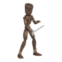 Sidesteps - left, with a sword