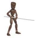 Sidesteps - right, with a spear