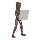 Sidesteps - right, with a sword and shield