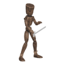 Sidesteps - right, with a sword