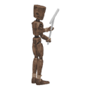 Turns in place - left, with a pickaxe