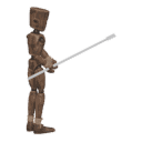 Turns in place - left, with a spear