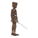 Turns in place - left, with a sword