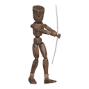 Walks backward - with a bow