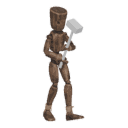 Walks backward - with a two-handed weapon